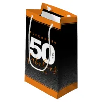 Modern Girly Orange 50 and Fabulous Small Gift Bag