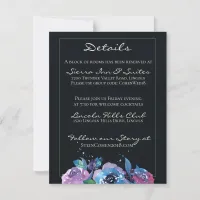 Deep Blue Purple Moody Twilight Floral Wedding Invitation