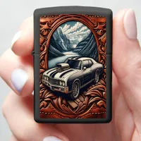 1980s Muscle Car on Dreamy Mountain Road Zippo Lighter