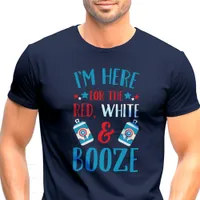 Here For The Red White and Booze Funny Patriotic Tri-Blend Shirt