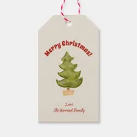 Christmas Tree Whimsical Red Green Gold Nostalgia  Gift Tags