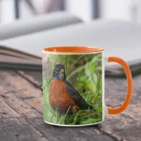 Hopeful American Robin Songbird in the Grass Mug