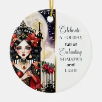 Enchanting Goth Fairy Christmas Ceramic Ornament