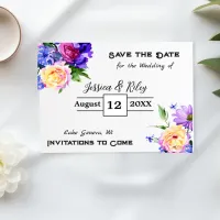 Pretty Purple Flowers Floral Save the Date Invitation