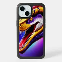 Cobra vibrant red purple white and yellow scales  iPhone 15 case