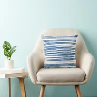 Coastal modern Blue and White Beach Stripes Throw Pillow