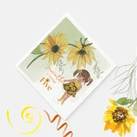 Little Sunflower Watercolor Fifth Girl Birthday Napkins