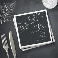 Modern String Lights Mr and Mrs B&W ID585 Napkins