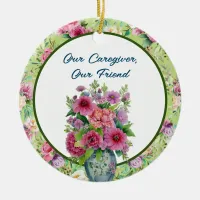 Majestic Blooms Vase Caregiver Round Ornament