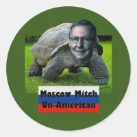 Moscow Mitch is Un-American, Turtle, Flag, ZFJ Classic Round Sticker