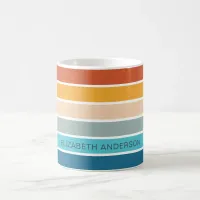 Modern Retro Sunset Stripes Personalized  Coffee Mug