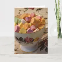 Valentine Candy in Teacup Holiday Card