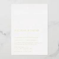 Simple Elegant Minimal Modern White Wedding  Foil Invitation