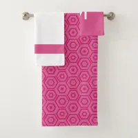 Bold Pink and White with Optional Monogram Bath Towel Set