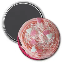 Strawberry Cherry Pink Valentines Cupcake Magnet