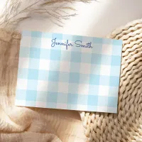 Pastel Blue Large Gingham Check Note Card