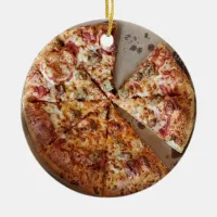 Sausage Pizza Thick Crust Food Christmas Ceramic Ornament