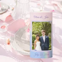 Rainbow of hope - pastel, wedding photo  pillar candle