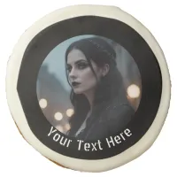 Custom Text Your Photo Goth Emo Rock Black  Sugar Cookie