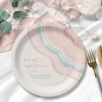 Agate Geode Glitter Wedding Rose Gold ID647 Paper Plates