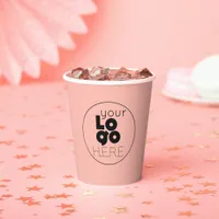 Business Logo Rose Quartz Pink Paper Party Cup