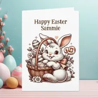 Vintage Easter Bunny and Coloring Page Card