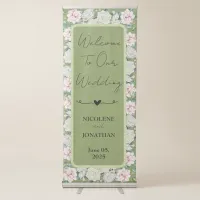 Elegant Floral Embrace Wedding Welcome Retractable Banner