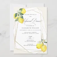 Boho Script Lemon Citrus Summer Rehearsal Dinner Invitation