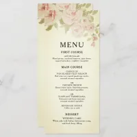 Blush Pink Rose Vintage Floral Watercolor Menu