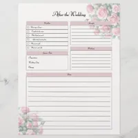 Wedding Bridal Post Wedding Page for Planner