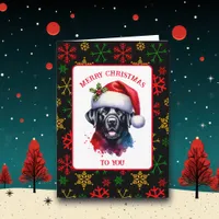 Sweet Watercolor Black Lab in Santa Hat Card