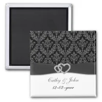 damask diamante charcoal save the date magnet