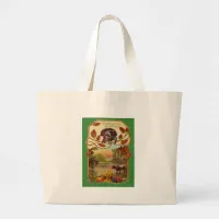 Vintage Thanksgiving Greetings Large Tote Bag