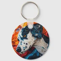 Colorful Dalmatian Dog Portrait Keychain