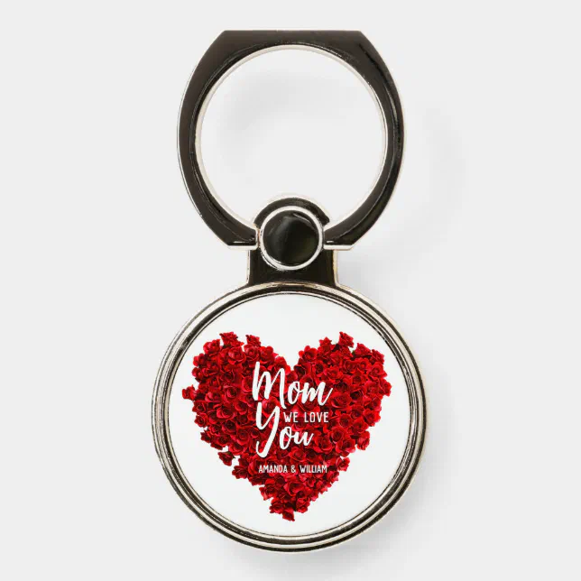 Red Roses Heart Love You Mom Mother's Day  Phone Ring Stand