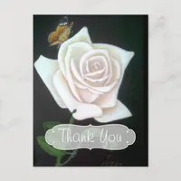 White Rose and Butterfly Thank You Postcard