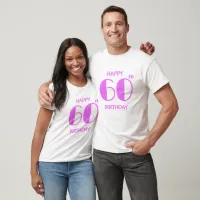 Mom 60th Birthday Hot Pink Name White T-Shirt