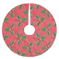 Festive Holly Berries Brushed Polyester Tree Skirt