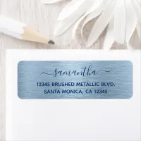 Light Blue Brushed Metallic Elegant Name Label