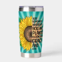 Inspirational Quote and Hand Drawn Sunflower Insulated Tumbler