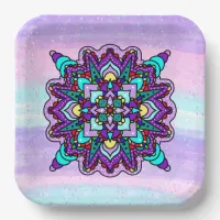 Pretty Colorful Purple Mandala Mystical Paper Plates