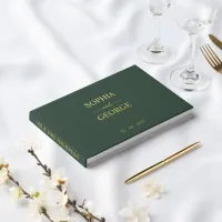 Elegant Modern Green and Gold Wedding Foil Guest Book