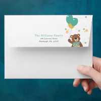 Baby Party Gender Neutral Cute Bear Return Address Envelope