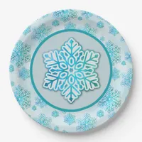 Snowflakes Iridescent Blue  Paper Plates