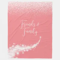 White glitter, monogrammed on pink | fleece blanket