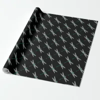 Black and Turquoise Dragonfly Wrapping Paper