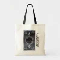 Dark Zodiac Astrology: Aries Black Silver Name Tote Bag