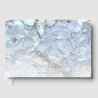 Blue Hydrangea Celebration of Life Memorial Foil Guest Book