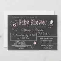 Chalkboard pink Couple's Baby shower Invitation