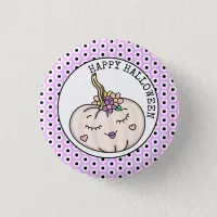 Happy Halloween | Pumpkin and Polka Dots   Button